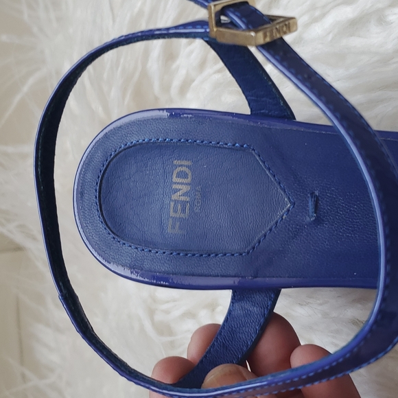 HOST PICK⭐️Authentic Fendi Blue Patent Leather Wedge Ankle - comfy 💙 - Picture 3 of 8